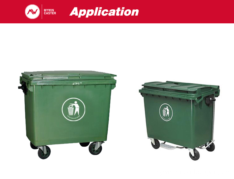 Plate Rubber Braked Trash Bin Castor 