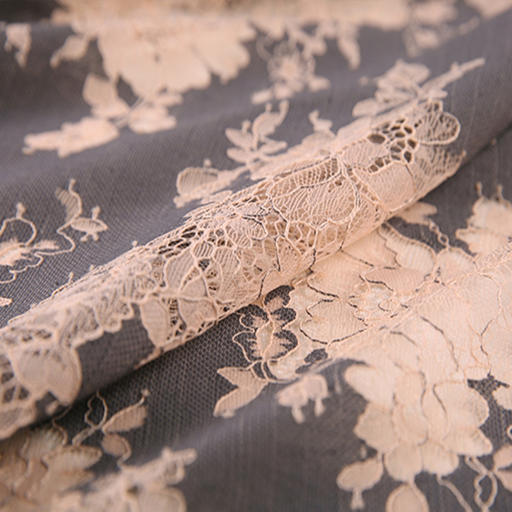 Beige Corded Lace Chantilly Eyelash Lace