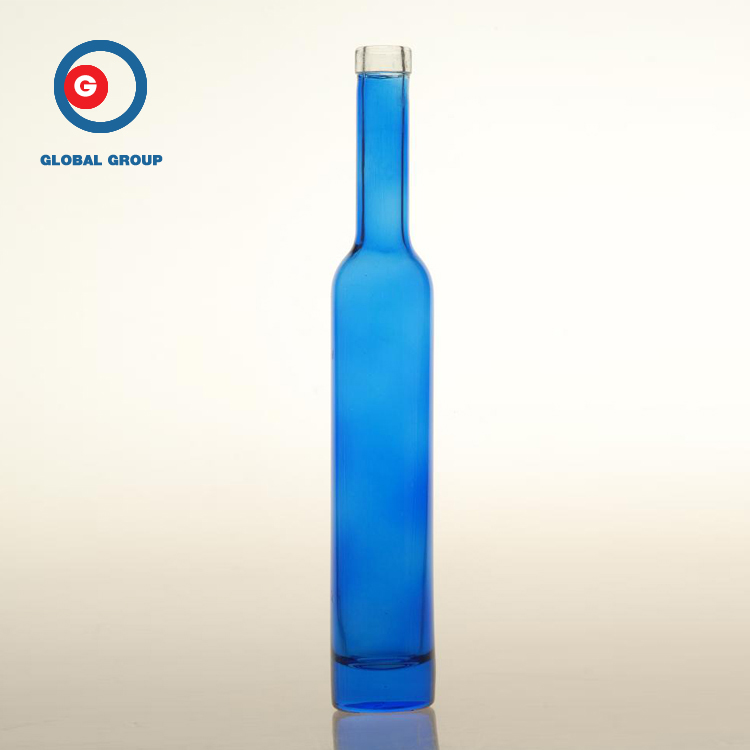 Narrow Mouth Blue Transparent Bottle Ice Wine Bottle