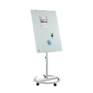 Magnetic movable tempered glass flipchart mobile white board