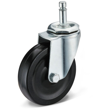 Light Duty Industrial Flat Plate Swivel Black Rubber Wheel Caster with Side Brake