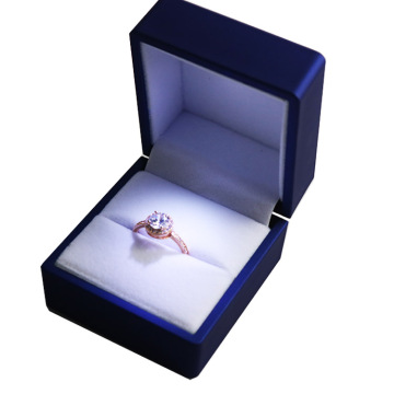 Blue Plastic LED Light Jewelry Box for Ring