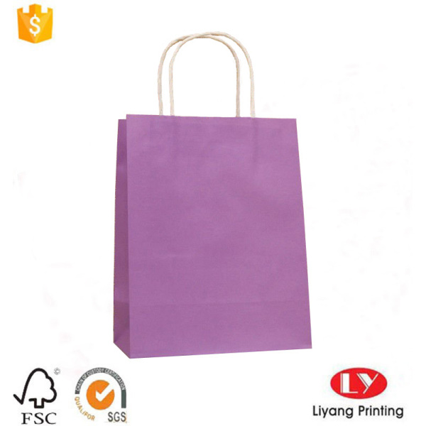 Printed kraft paper gift bag with handle