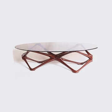 Light Luxury Wooden Frame Glass Tea table