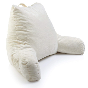 Grey Bed Rest Reading Pillow With Pocket