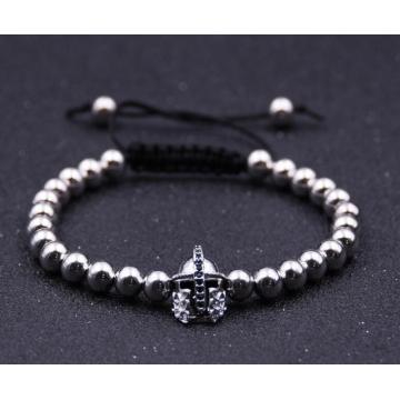2018 New Fashion Black Knight Helmet Hematite 6MM Round Beads Bracelet For Gift