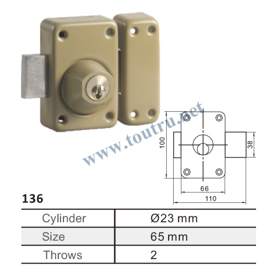 136 Vachette Security brass rim door lock