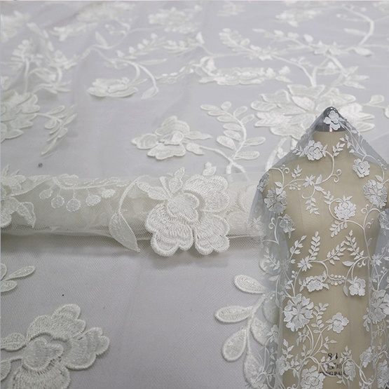 White Embroidery lace Africa Tulle Lace