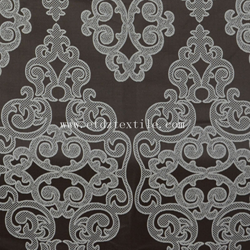 Flower Pattern Embroidery Like Window Curtain Chocolate