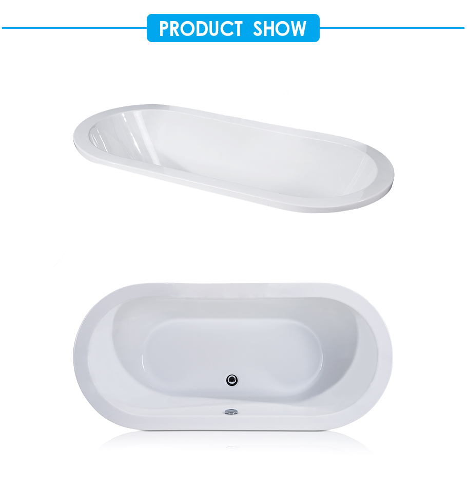 Oval Acrylic Drop-in Bathtub without Drain