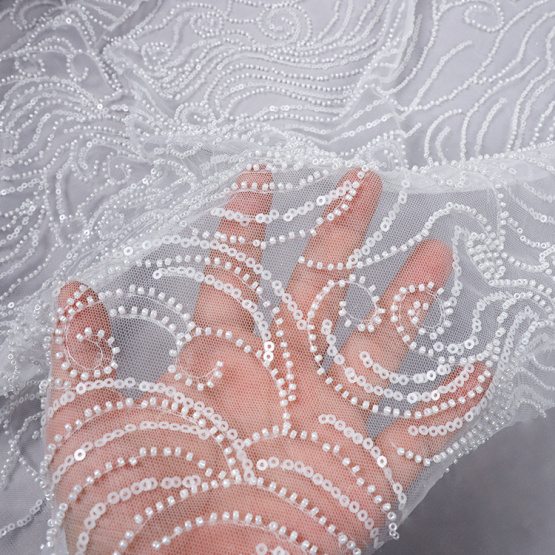 tulle beaded lace fabric wholesale