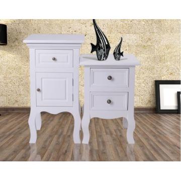 White ivory wooden bedside table cabinet 2 drawers night stand