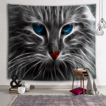 Black Cat Tapestry Cat with Blue Eyes Wall Hanging Animal Unique Wall Tapestry for Livingroom Bedroom Home Dorm Decor