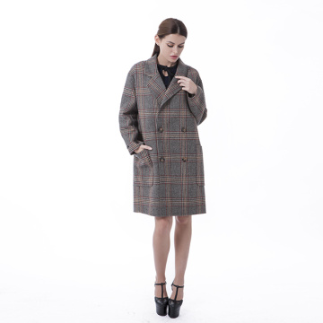 Fashion cashmere overcoat with fur collar