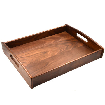 Large Size Wood Serving Tray with Handle, Black Walnut, 17.7 x 13 x 2.4 Inches: Serving Trays