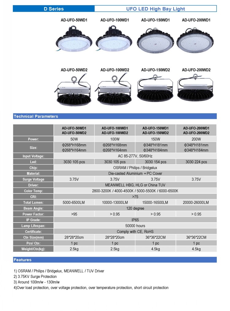 D Series UFO LED Bay Light 