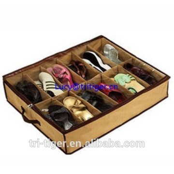 12 Pairs Shoes Organizer foldable zipper fabric storage box