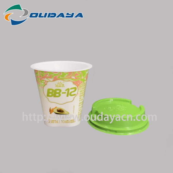 In mould label for yogurt cup with spoon