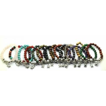 Turquoise bracelet gemstone beads jewelry and alloy pendant
