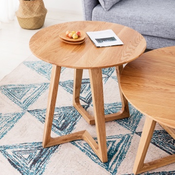 Home furniture 2 pcs/SET corner table white oak wooden coffee table