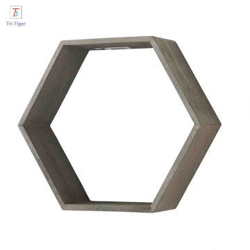 High quality customized brown finish wall mount Hexagon floating wooden shelf