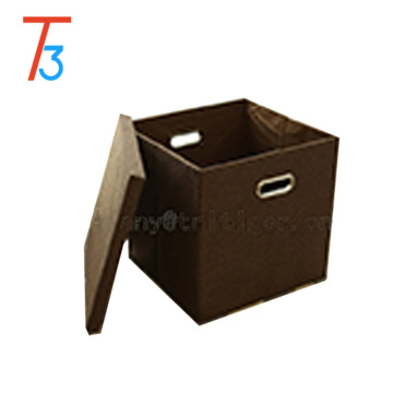 Home closet organizer cardboard linen fabric stackable storage box with cover