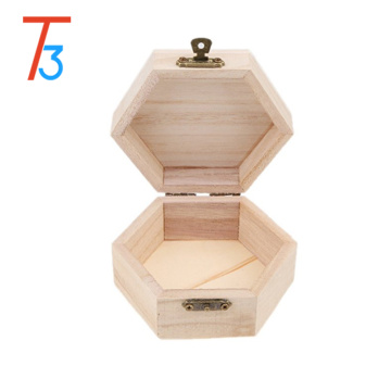 unfinished hexagon wooden bracelet jewel box with divider
