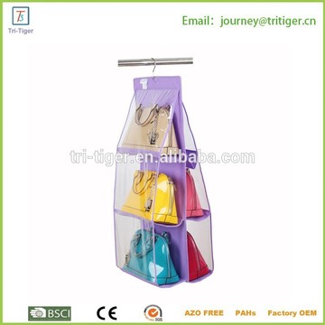 6 pockets hanging handbag organize with foldable performance