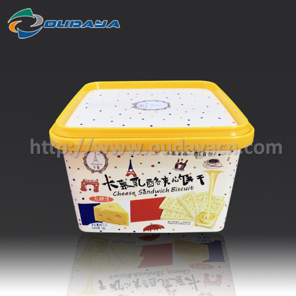 600g IML Cookie Container IML PP with Handle