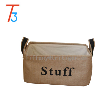 Foldable fabric basket printed cotton jute storage box fabric Storage Basket