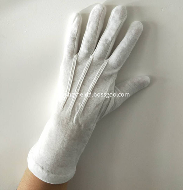 Long Wristed White Cotton Gloves Military Back