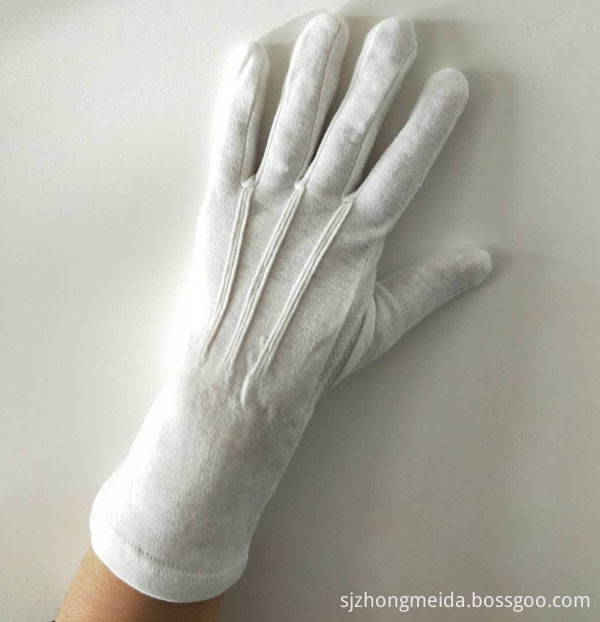 Long Wristed White Cotton Gloves Military Back