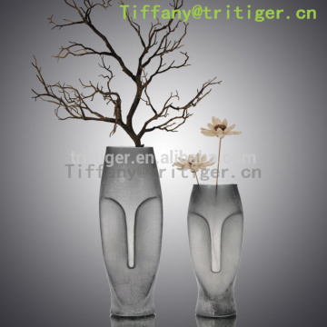 New product white glass vase round shape face vase home decoration glass vase