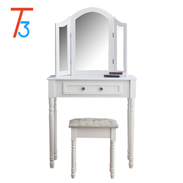 white paulownia bedroom dressing table and mirror
