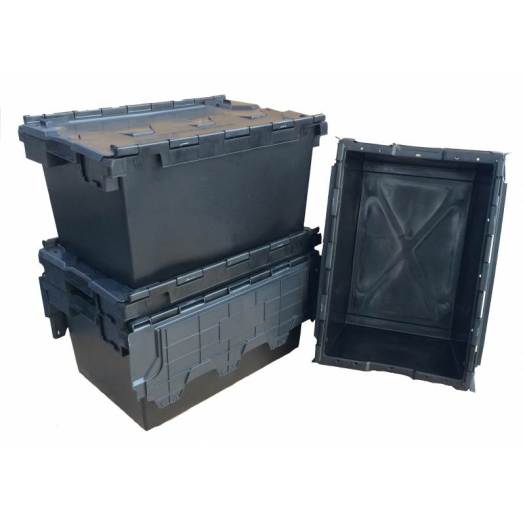 Hinged lidded plastic crate container injection moulds
