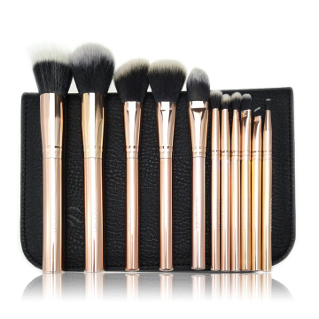 11pc Rose gold metal makeup brush collection