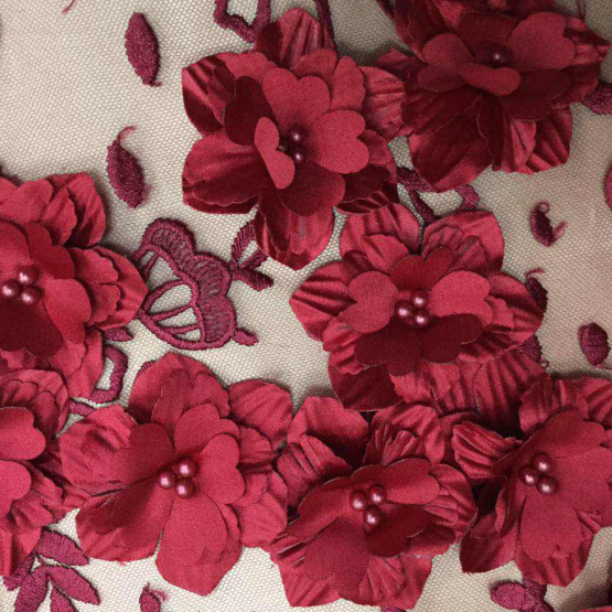 Colorful 3D flower Embroidery Fabric for Dress