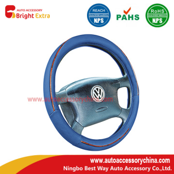 Blue And Wood Grain Steering Wheel Cover