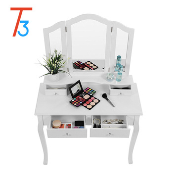 french style kids wooden dressing table designs with mirror