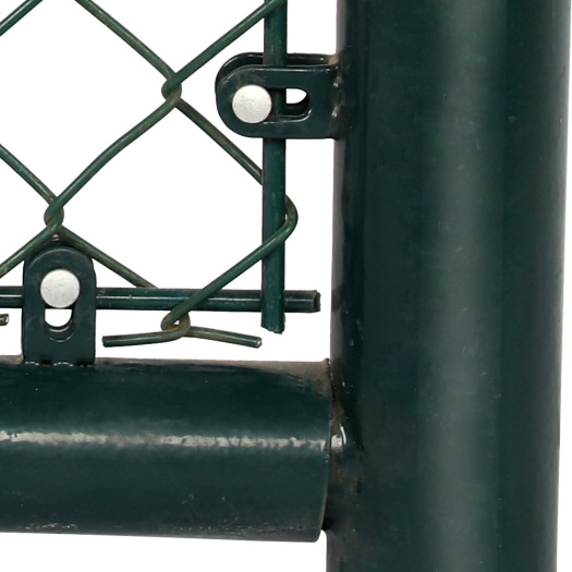 latch gate wheels green coated chain link fence