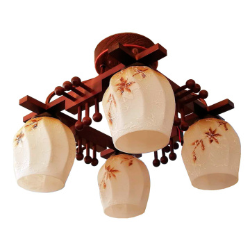 Wooden Plant Hanging Light Glass ceiling lamp