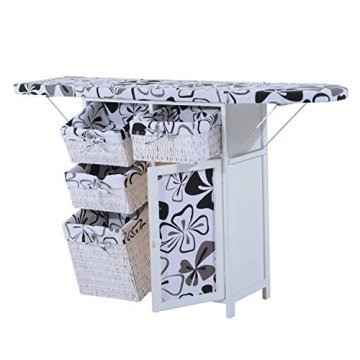 Chinese Factory Cheap Wooden Ironing Board Ironing Storage Cabinet With Wicker Drawers