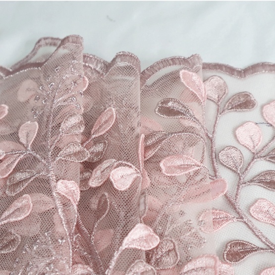 Light Pink layser Embroidery Lace Fabric