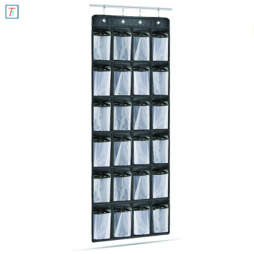 Large Sturdy Shoes Storage Over the Door Shoe Organizer with 24 Hanging Mesh Pockets