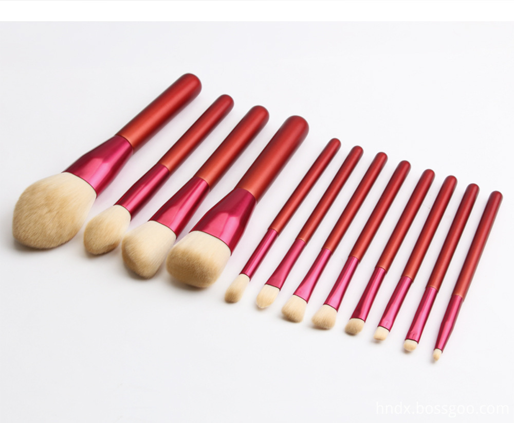 12 PCS Red Handle Makeup Brushes Set Size 9