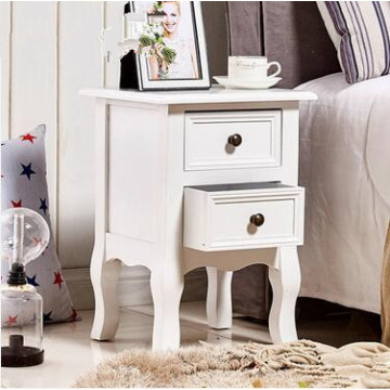 White Wooden Bedside Table Night Stand Bedroom Storage Modern Cabinet Drawer