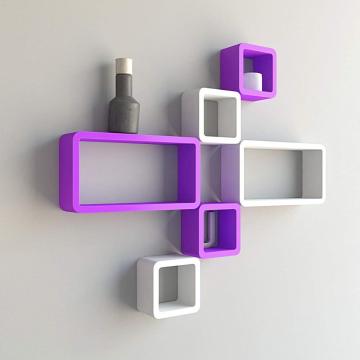 Shelves wood wall
 
Wall Shelf Set of Six Cube Rectangle Designer Wall Rack Shelves - Purple & White