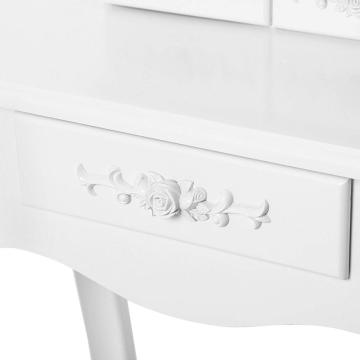 White Vanity Dressing Table Set with Stool and Mirror Makeup Desk 3 Drawers