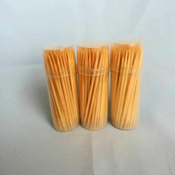 High Quality Hygienic Bamboo Toothpick Clear Round Bottle