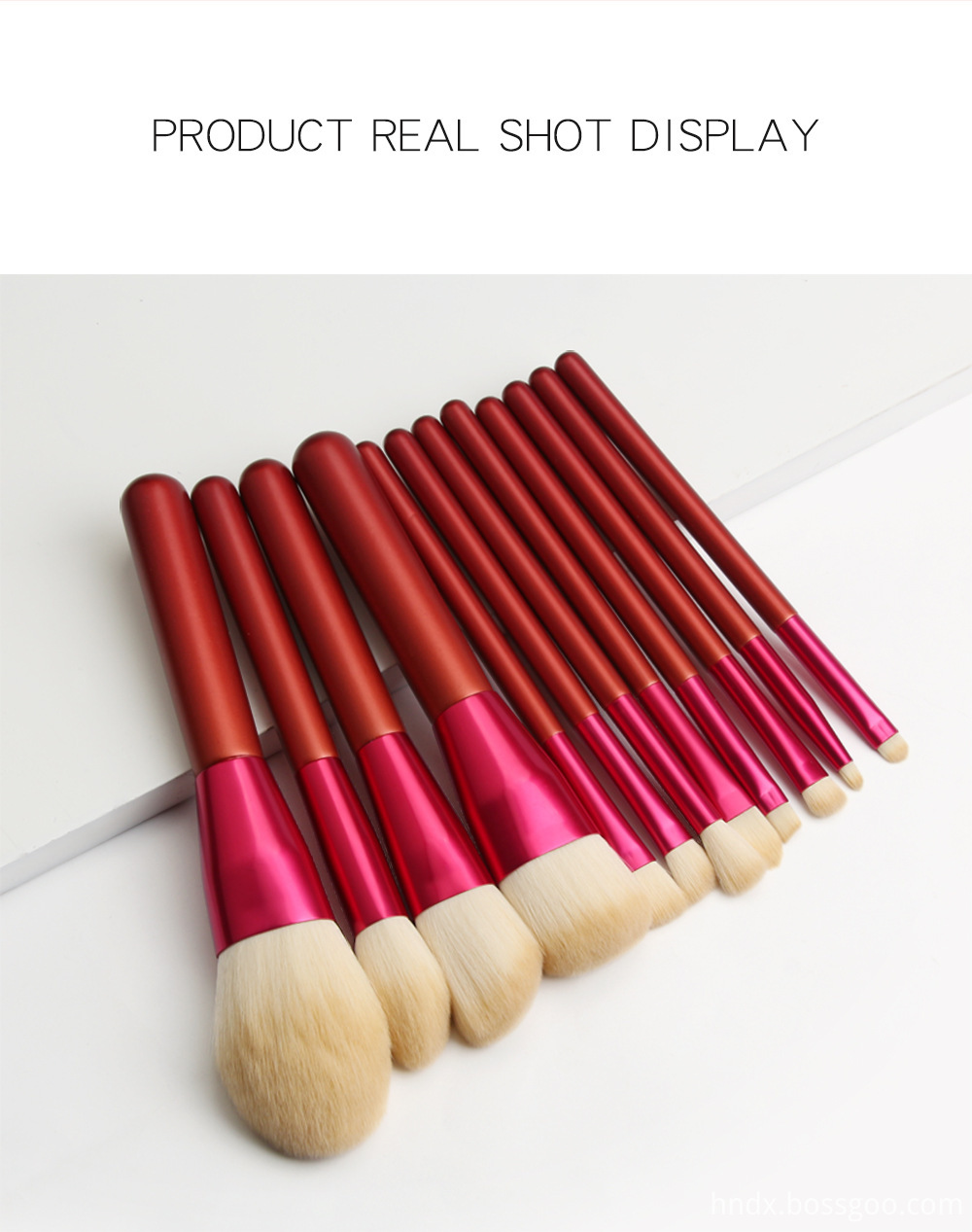 12 PCS Red Handle Makeup Brushes Set Size 7